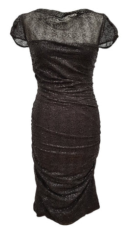 BRAND NEW PHASE EIGHT BLACK COBWEB SEQUINNED WIGGLE DRESS SIZE 14