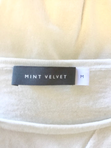 MINT VELVET WHITE SHORT SLEEVE SCOOP NECKLINE FINE KNIT JUMPER SIZE M