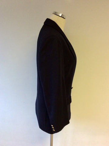 BURBERRYS DARK BLUE DOUBLE BREASTED WOOL BLAZER JACKET SIZE 8 REG