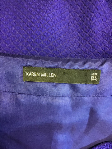 KAREN MILLEN BLUE CAP SLEEVE V NECKLINE SKATER DRESS SIZE 12