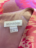 MONSOON CORAL & PINK FLORAL PRINT SLEEVELESS FIT & FLARE DRESS SIZE 8