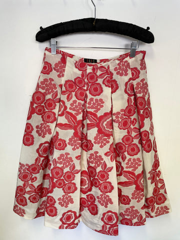 BRAND NEW DAKS RED FLORAL PRINT FIT & FLARE SILK LINED SKIRT SIZE 8