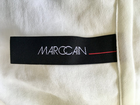 MARCCAIN WHITE FRILL EDGE TRIM PONCHO STYLE TOP SIZE N1 FIT UK 10-14