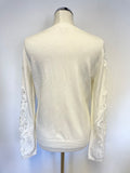 TED BAKER OFF WHITE LACE SLEEVE JUMPER SIZE 2 UK 10/12