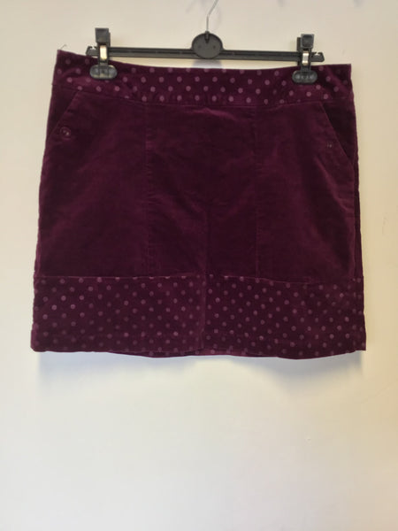 WHITE STUFF PLUM BRUSHED COTTON SPOT TRIM SKIRT SIZE 14