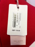 BRAND NEW TED BAKER RED HIGH NECK EMBELLISHED DRESS SIZE 2 UK 10