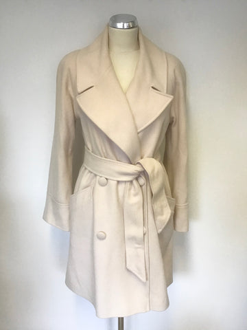 MICHEL AMBERS BLUSH PINK WOOL & CASHMERE TIE BELT COAT SIZE 8