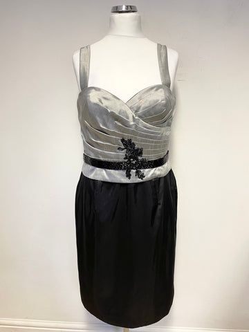 BRAND NEW MASCARA SILVER GREY & BLACK PENCIL DRESS & MATCHING COAT SUIT SIZE 16