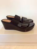 BRAND NEW JONES BOOTMAKER BLACK LEATHER WEDGE HEEL MULES SIZE 6/39