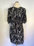 WHISTLES BLACK & WHITE PRINT SILK DRESS SIZE 12