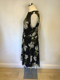 HOBBS BLACK FLORAL PRINT OCCASION DRESS SIZE 14