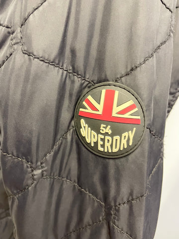 SUPERDRY BLACK QUILTED ZIP UP JACKET SIZE L