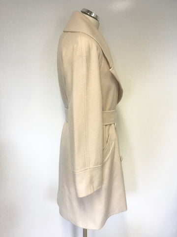 MICHEL AMBERS BLUSH PINK WOOL & CASHMERE TIE BELT COAT SIZE 8