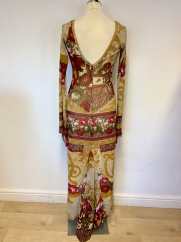 SAVE THE QUEEN MULTI COLOURED PRINT LONG SLEEVE LONG DRESS SIZE L