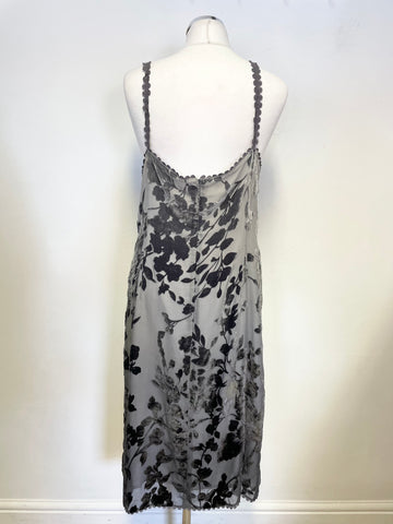 PHASE EIGHT GREY VELOUR FLORAL EMBOSSED LACE STRAP OCCASION DRESS SIZE 16