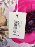 BRAND NEW TED BAKER PINK NEON POPPY PRINT FITTED T SHIRT SIZE 4 UK 14/16