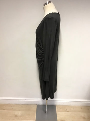 THE WHITE COMPANY DARK GREY STRETCH JERSEY WRAP DRESS SIZE XL