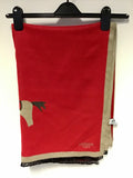 HERMES RED & FAWN REVERSIBLE HORSE DESIGN TRIM WOOL & CASHMERE WRAP/ SCARF