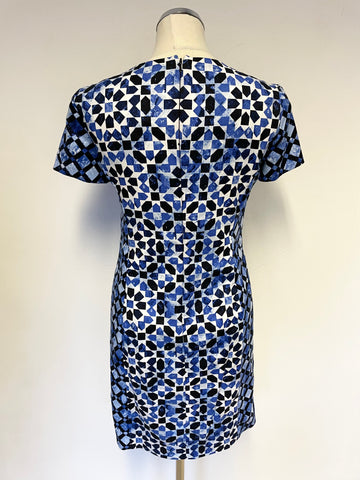 BRAND NEW MICHAEL KORS BLUE,BLACK & WHITE PRINT SHIFT DRESS SIZE 0 UK 6/8