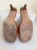 RALPH LAUREN TAN LEATHER HEELED MULES SIZE 6/39