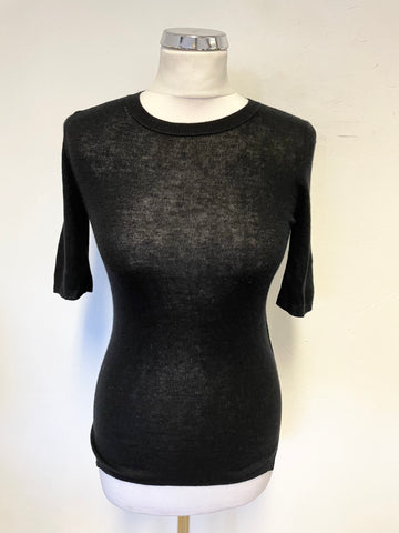 MARCCAIN WOOL & CASHMERE BLEND BLACK SHORT SLEEVED JUMPER SIZE 1 UK 8