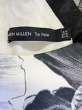 KAREN MILLEN BLACK & WHITE FLORAL PRINT LACE TRIM SPECIAL OCCASION PENCIL DRESS SIZE 14