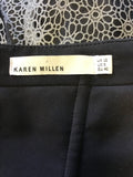 BRAND NEW KAREN MILLEN BLACK & WHITE APPLIQUÉ TRIM STRAPLESS / STRAPPY FIT & FLARE DRESS SIZE 12