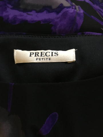 BRAND NEW PRÉCIS PETITE BLACK,PURPLE & BROWN FLORAL PRINT DRESS SIZE 12