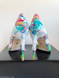 BRAND NEW DUNE MULTI COLOURED PATENT FLORAL PRINT HEELS & MATCHING BAG SIZE 5/38