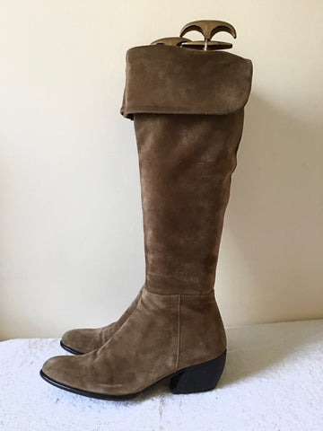 C-DOUX TAN SUEDE KNEE KIGH BOOTS SIZE 2.5/35