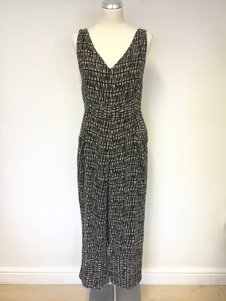 WHISTLES BLACK & WHITE PRINT SLEEVELESS JUMPSUIT SIZE 10