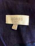 HOBBS DARK BLUE LINEN V NECK SLEEVELESS DRESS SIZE 14