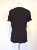 RALPH LAUREN BLACK V NECKLINE WRAP ACROSS SHORT FLOATY SLEEVED TOP SIZE XL