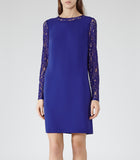BRAND NEW REISS OCEAN BLUE CERESEI LACE SLEEVE SPECIAL OCCASION DRESS SIZE 6