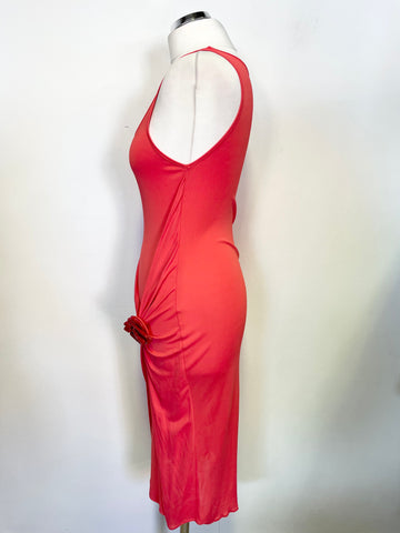 PENNY BLACK CORAL DRAPED FRONT SLEEVELESS DRESS SIZE M