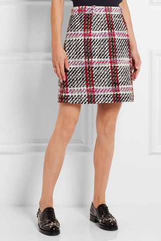 CARVEN BOUCLE TWEED TARTAN MINI SKIRT SIZE 38 UK 10