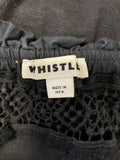 WHISTLES BLACK COLD SHOULDER COTTON TOP WITH CROCHET TRIM SIZE 12