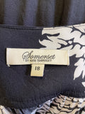 SOMERSET BY ALICE TEMPERLEY BLACK & WHITE PRINT WIDE LEG JUMPSUIT SIZE 18