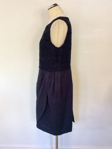 COAST BLUE LINEN BLEND BROIDERY ANGLAISE TOP DRESS SIZE 16