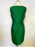 LK BENNETT EMERALD GREEN SILK & WOOL BLEND PENCIL DRESS SIZE 12