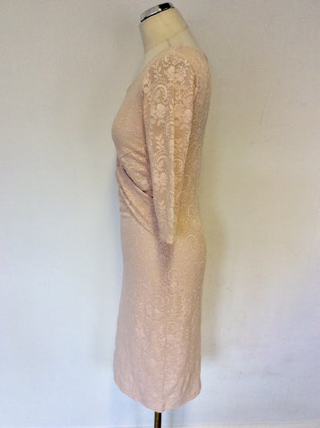 PHASE EIGHT PALE PINK LACE STRETCH PENCIL DRESS SIZE 12