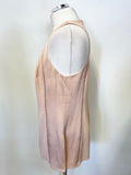 REISS OLIVE BLUSH PINK LADDER DETAILED SLEEVELESS TUNIC TOP SIZE 12
