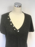 WHITE STUFF GREY KNIT SHORT SLEEVED A LINE DRESS SIZE 14