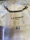 LK BENNETT STELLA SILVER METALLIC WEAVE PENCIL DRESS & MATCHING JACKET SIZE 12