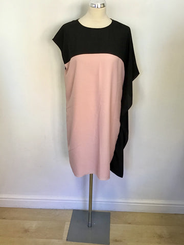 TED BAKER BLACK & PINK SHIFT DRESS SIZE 4 UK 14