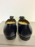 ANDREA FABIANI NAVY BLUE LEATHER FLOWER TRIM FLATS SIZE 3.5/36