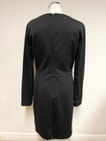 OUI BLACK JERSEY V NECK LONG SLEEVED PENCIL DRESS SIZE 14
