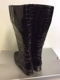 GABOR BLACK PATENT CROC DESIGN KNEE LENGTH BOOTS SIZE 7/40