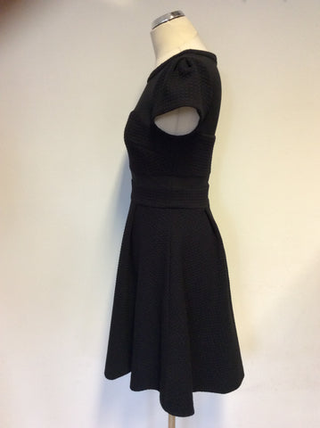 KAREN MILLEN BLACK SHEER TOP FIT & FLARE DRESS SIZE 10