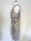BRAND NEW DIANE VON FURSTENBERG WILLOW BROWN & IVORY PRINT SILK WRAP DRESS SIZE 10/12